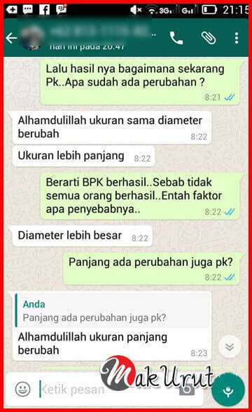 testimonial pengguna mak urut nasa yang berhasil panjang besar dan senang