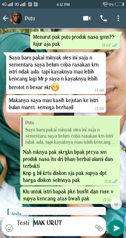kesaksian pengguna MAK URUT NASA yang berhasil
